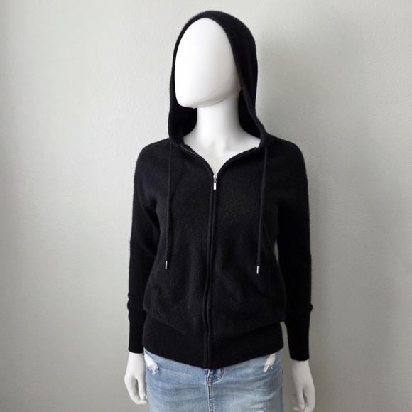 Cashmere Luxury Full Zip Black Hoodie By Charter Club, Pockets, Size Small - Picture 16 of 16